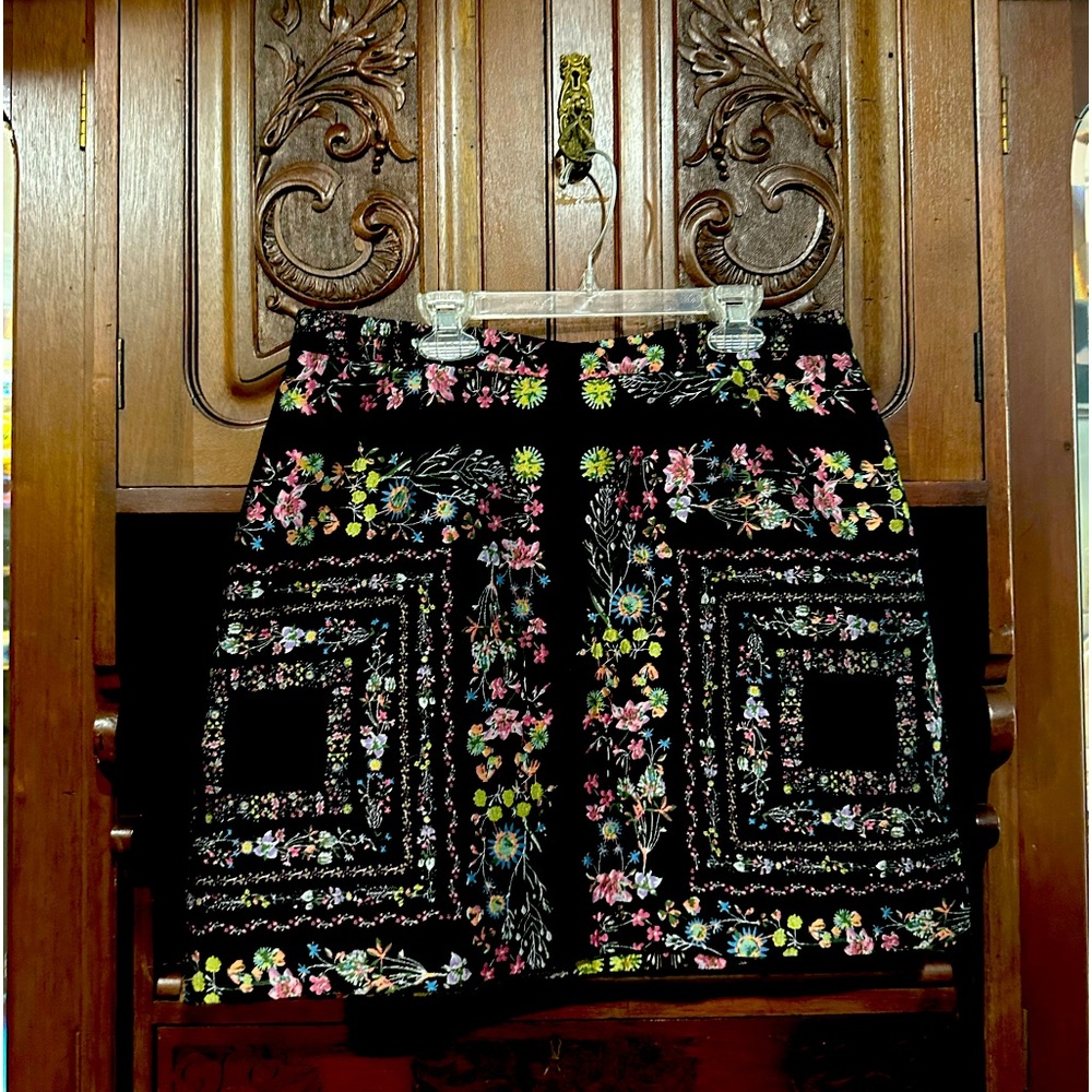 Floral Black Skirt
